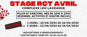 Stage vacances d’avril RCT